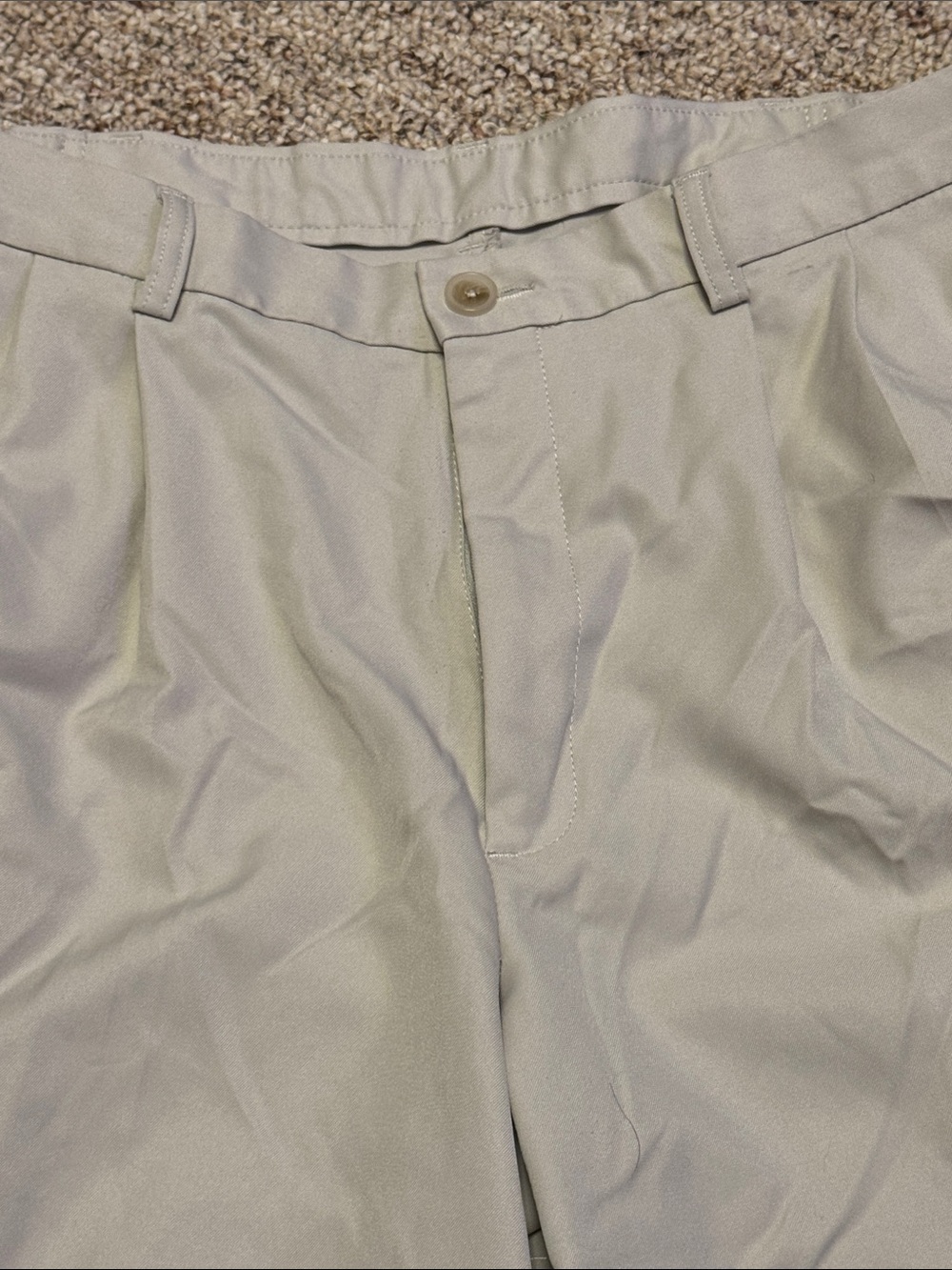 Men's Tan Flat-Front Performance Shorts - Picture 2 of 4